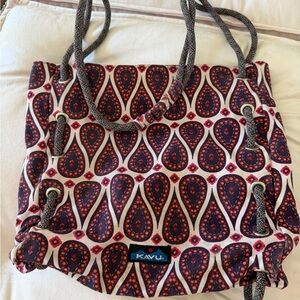 Kavu Paisley-Pattern Rope-Handle Tote in Pink, Purple & Orange